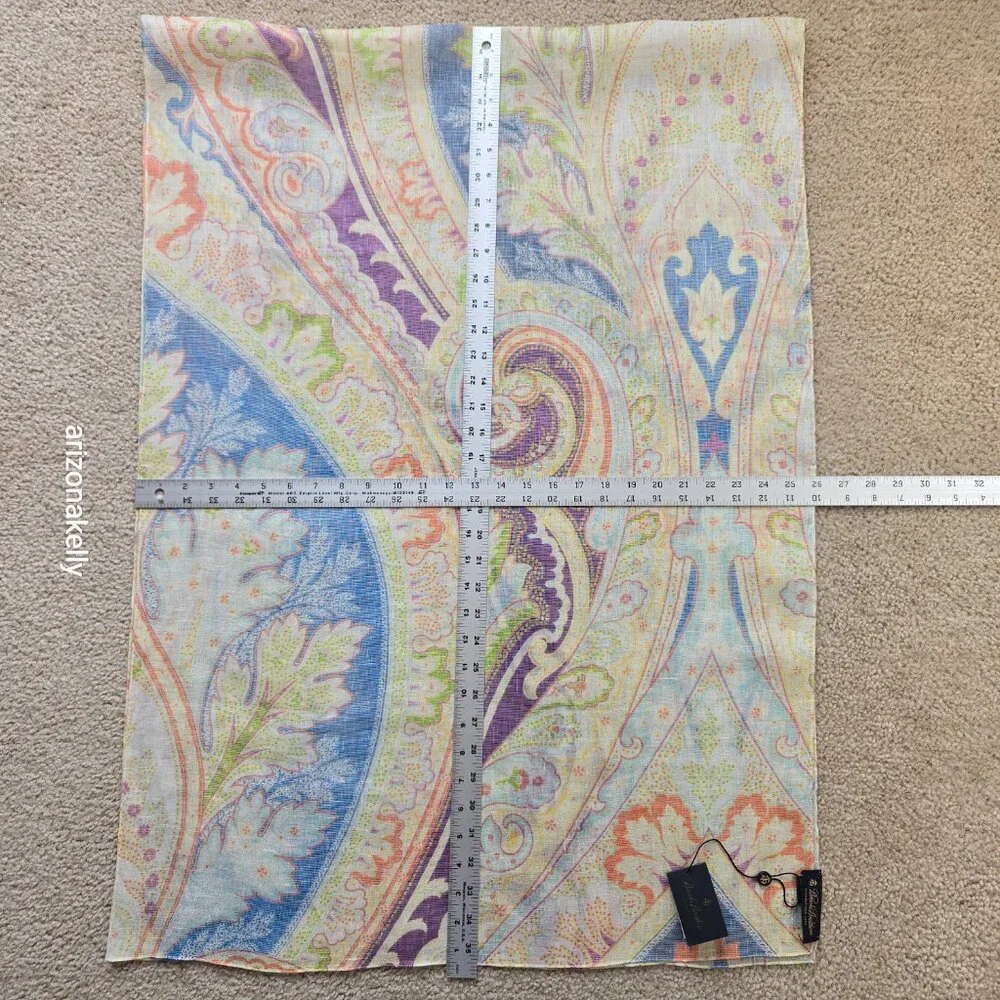 NWT Brooks Brothers Linen & Silk Oblong Scarf Lightweight Pastel